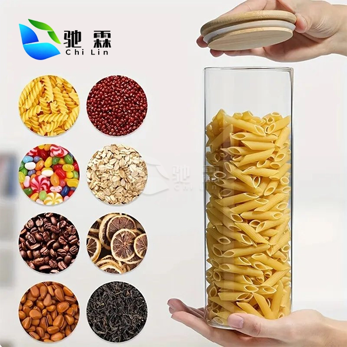 large glass jar with bamboo lid